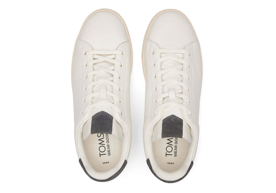 TRVL LITE Porcelain Grey Leather Lace-Up Sneaker Top View Opens in a modal