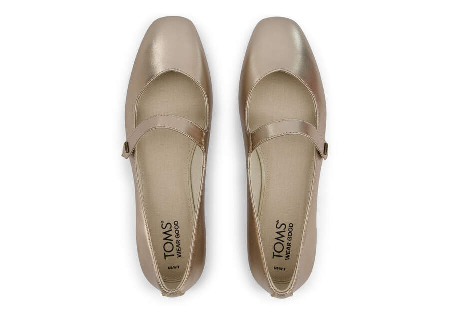 Bianca Gold Metallic Leather Flat Top View Opens in a modal