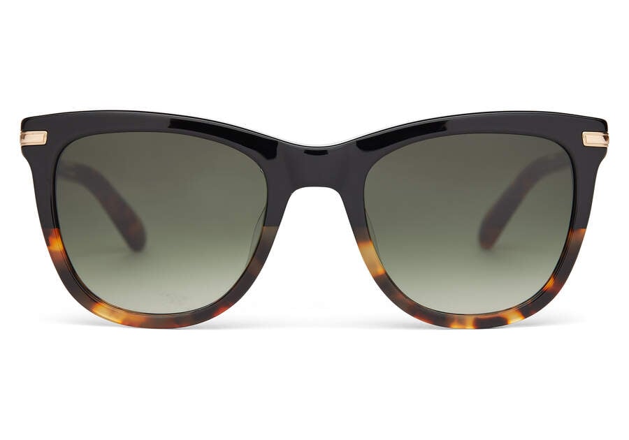 Victoria Black Tortoise Handcrafted Sunglasses Front View