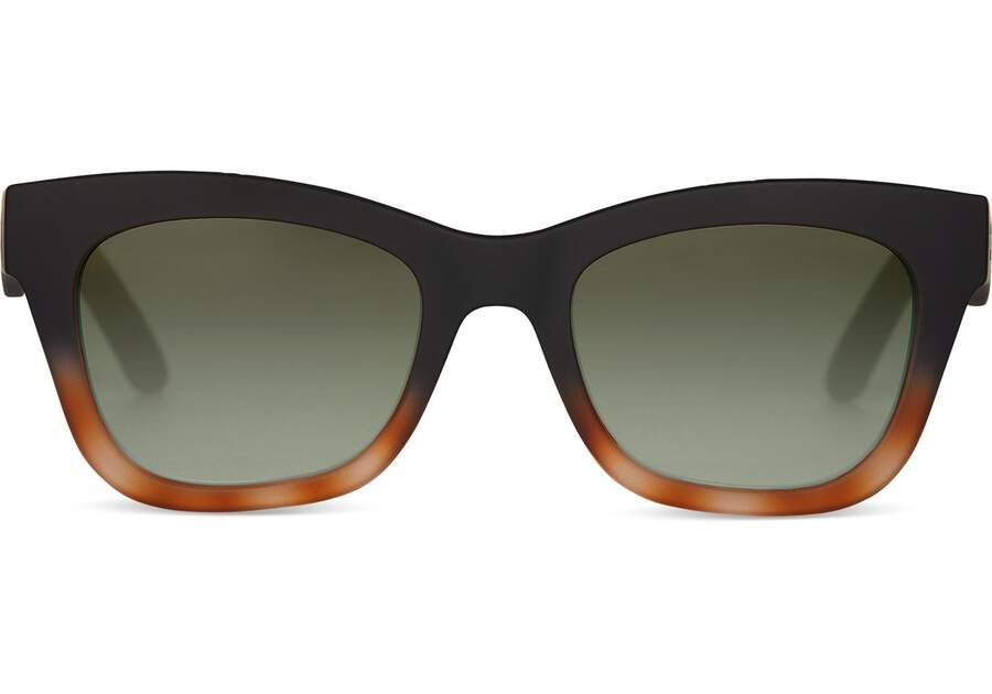 TRAVELER by TOMS Paloma Matte Black Honey Tortoise Fade Polarized Front View Opens in a modal