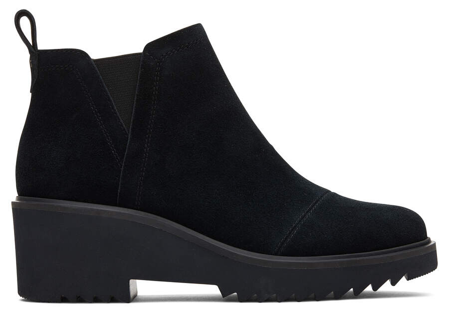 Maude Black Suede Wedge Boot Side View