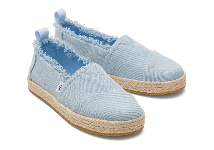 Youth Alpargata Washed Denim Kids Shoe Front View Opens in a modal