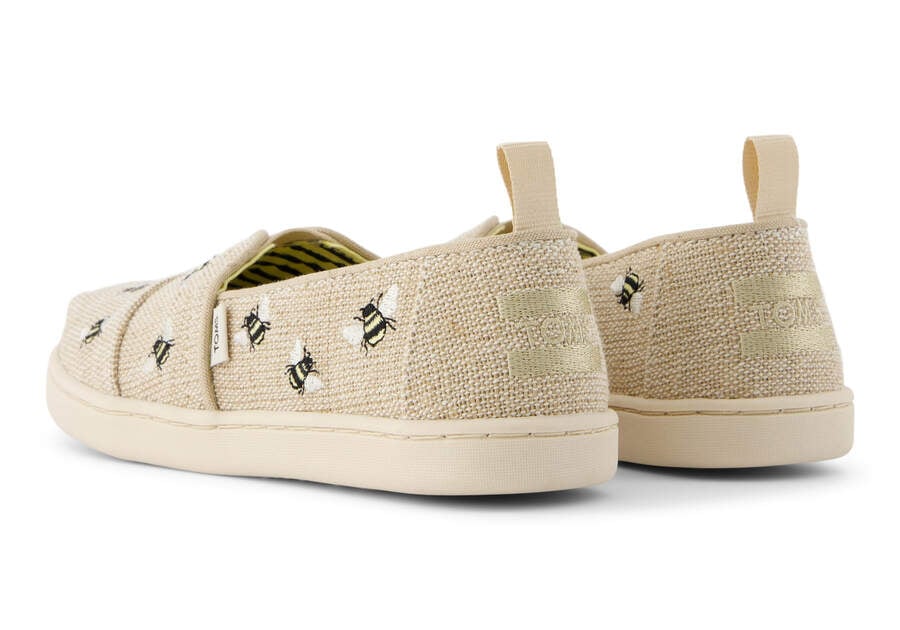 Youth Alpargata Embroidered Bees Kids Shoe Back View Opens in a modal