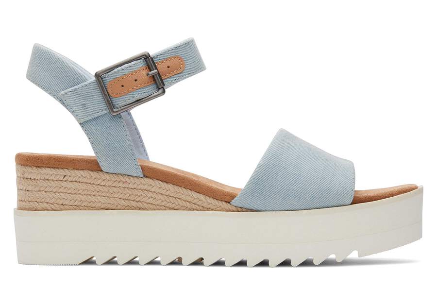 Diana Blue Denim Wedge Sandal Side View Opens in a modal