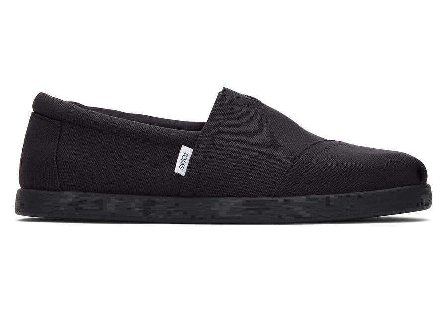 Mens Alp Fwd All Black Recycled Cotton Canvas Espadrille | TOMS