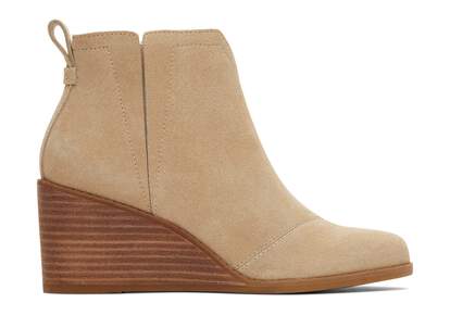 Clare Oatmeal Suede Wedge Boot