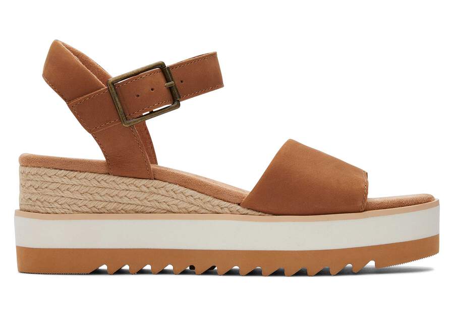 Diana Tan Leather Wedge Sandal Side View