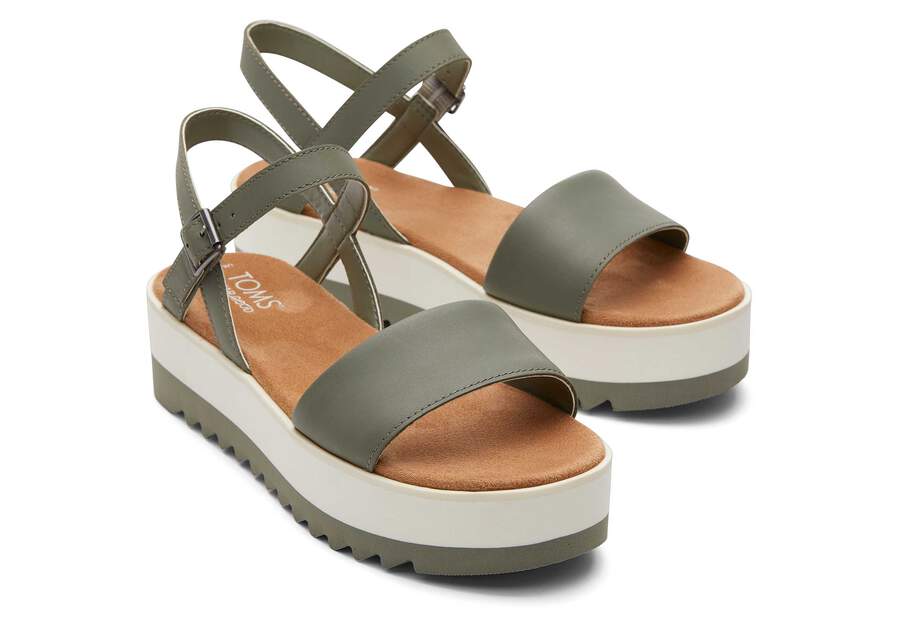 Brynn Vetiver Leather Platform Sandal Front View Opens in a modal