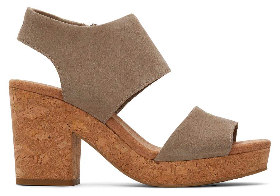 Majorca Taupe Platform Cork Sandal Side View Opens in a modal