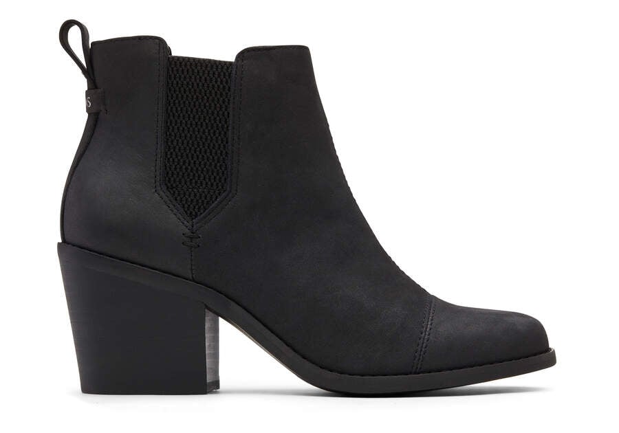 Everly Black Nubuck Heeled Boot Side View Opens in a modal