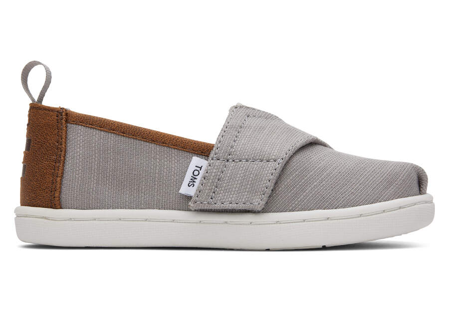 Alpargata Grey Recycled Cotton Toddler Shoe Side View Opens in a modal