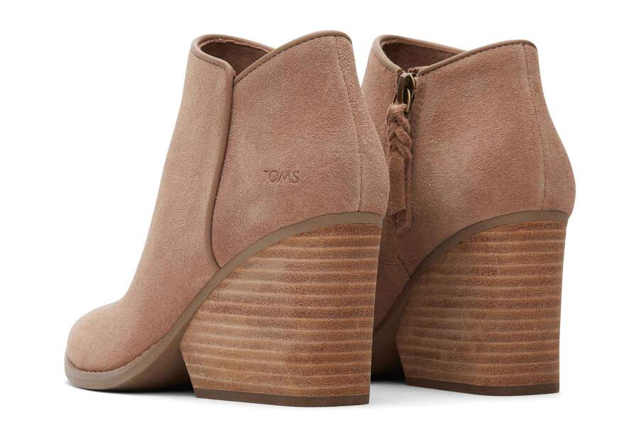 Hadley Taupe Suede Heeled Boot Back View