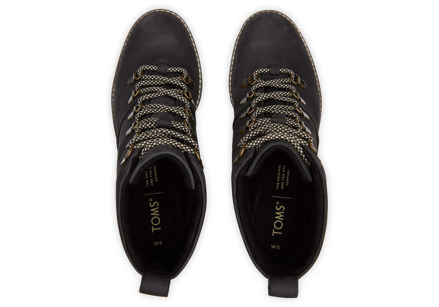 Melrose Black Water Resistant Lace-Up Wedge Boot Top View Opens in a modal