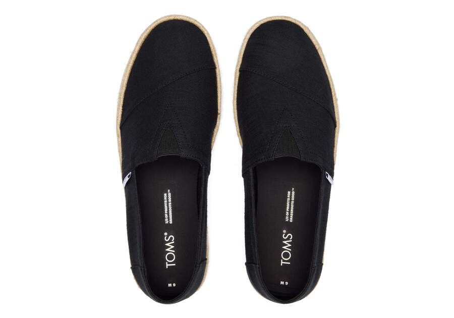 Alpargata Black Recycled Cotton Rope 2.0 Espadrille Top View