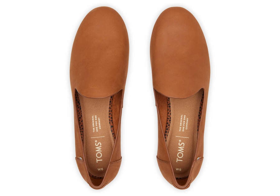 Darcy Tan Leather Flat Top View