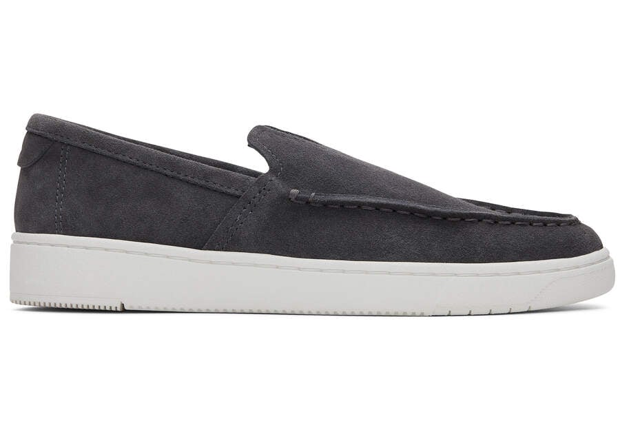TRVL LITE Grey Suede Loafer Side View Opens in a modal
