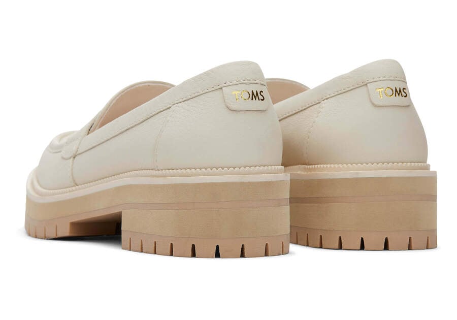 Cara Light Sand Leather Loafer Back View Opens in a modal