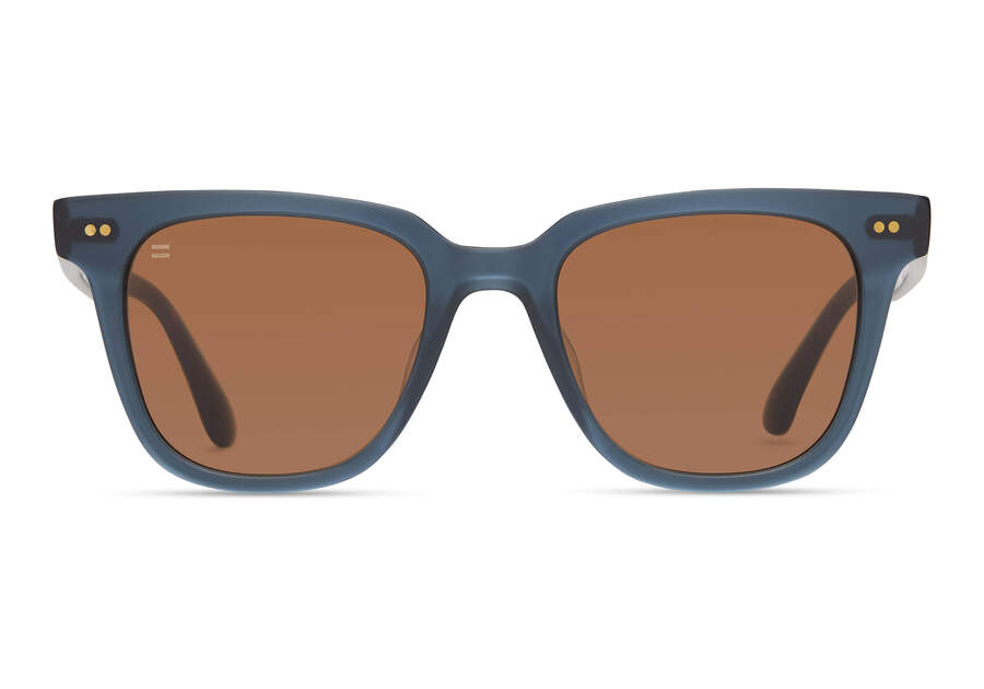 Memphis 301 Black Teal Handcrafted Sunglasses Front View Opens in a modal