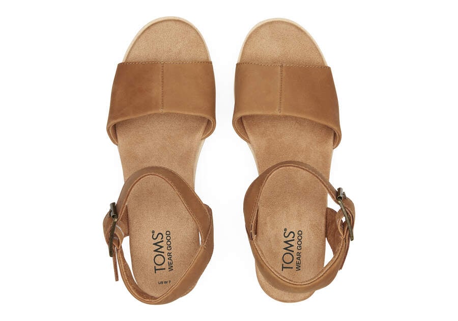 Diana Tan Leather Wedge Sandal Top View Opens in a modal