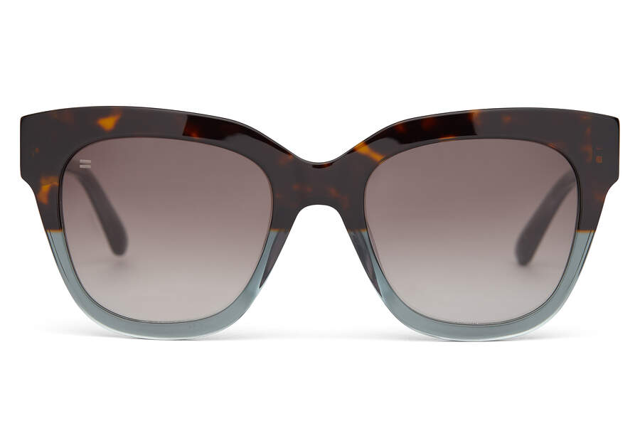 Sloane Tortoise Ocean Grey Fade Handcrafted Sunglasses Front View Opens in a modal