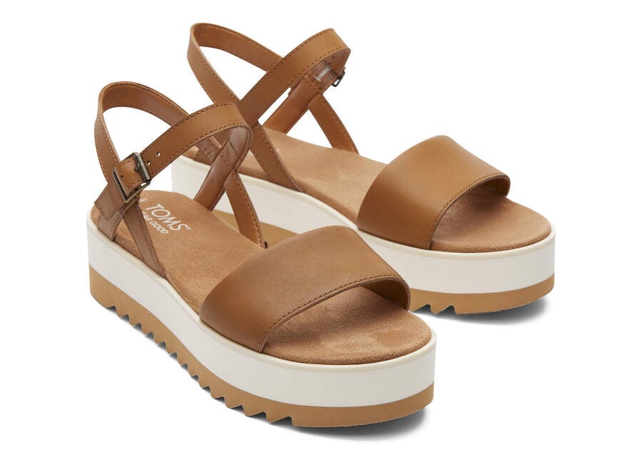 Brynn Tan Leather Platform Sandal Front View Opens in a modal