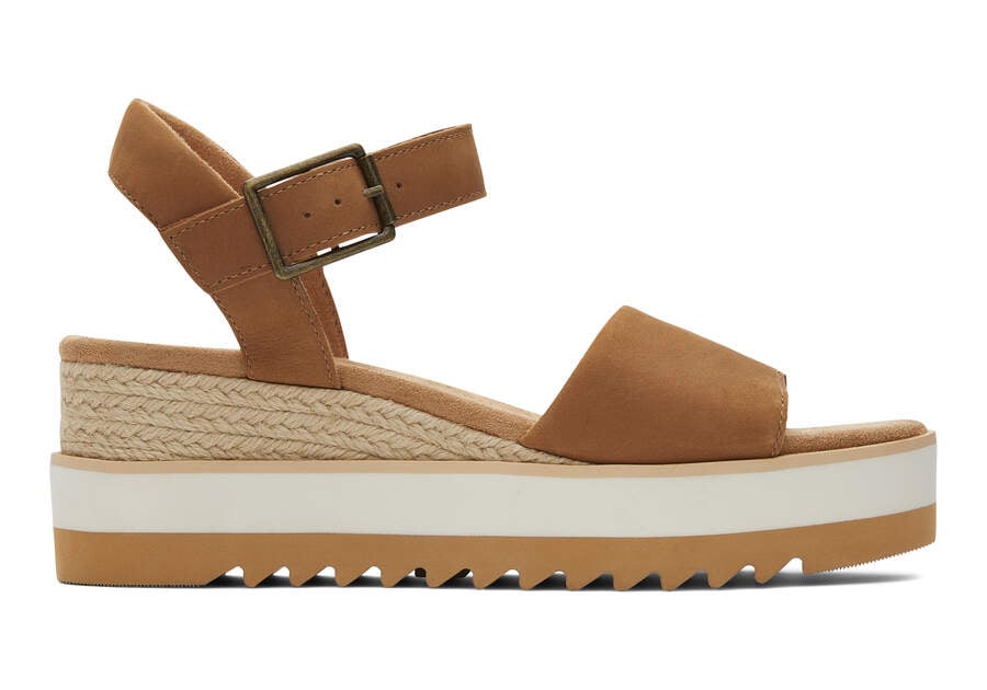 Diana Tan Leather Wedge Sandal Side View Opens in a modal