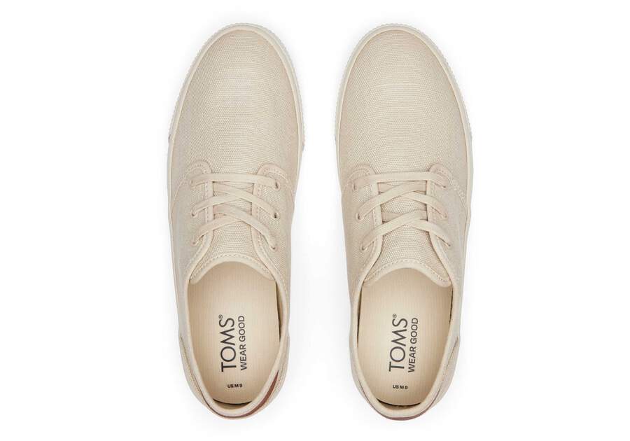 Carlo Cream Heritage Canvas Lace-Up Sneaker Top View Opens in a modal