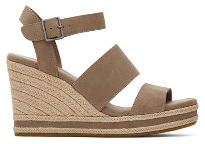 Madelyn Taupe Suede Wedge Sandal