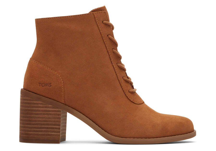 Evelyn Tan Suede Lace-Up Heeled Boot Side View