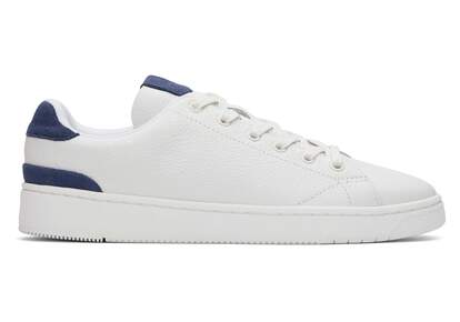 TRVL LITE White and Blue Leather Lace-Up Sneaker