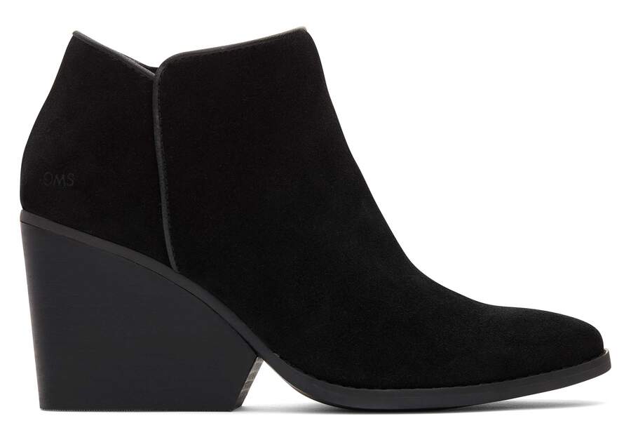 Womens Hadley Black Suede Heeled Boots | TOMS