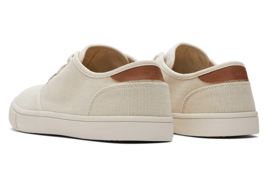 Carlo Cream Heritage Canvas Lace-Up Sneaker Back View Opens in a modal