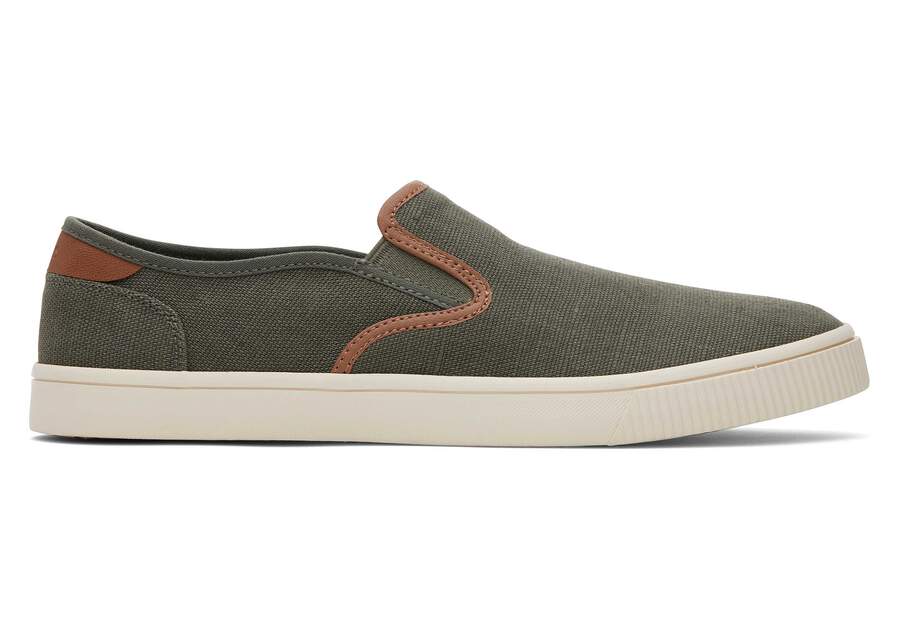 Baja Olive Synthetic Trim Slip On Sneaker Side View Opens in a modal