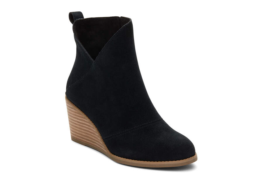 Sutton Black Suede Wedge Boot Additional View 1