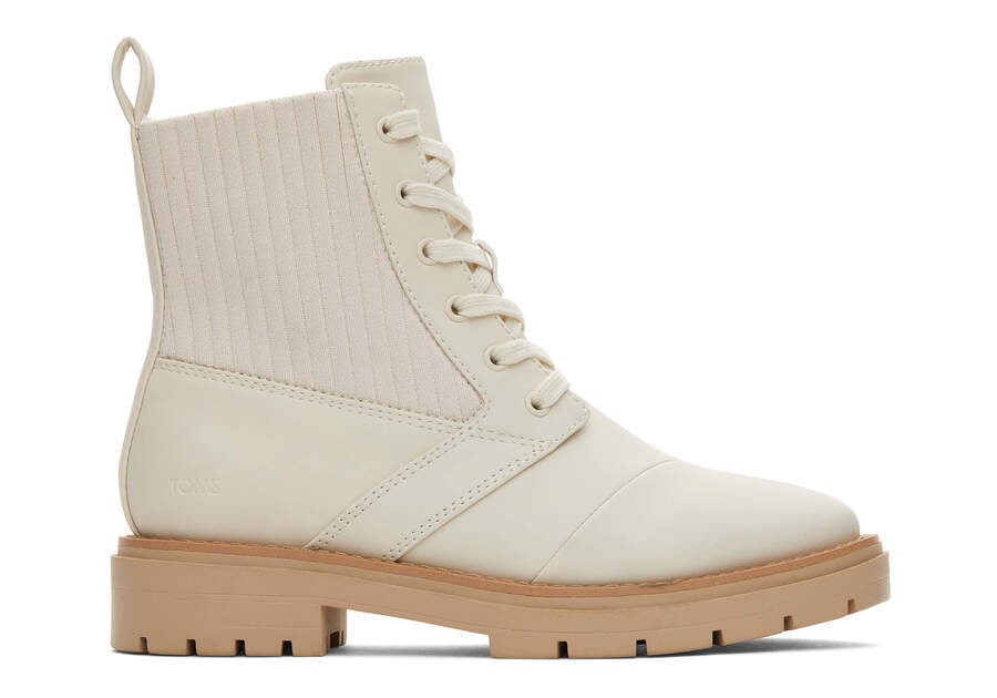 Ionie Light Sand Vegan Lace-Up Boot Side View Opens in a modal