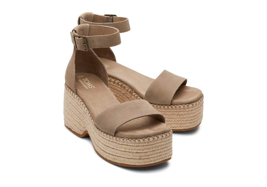 Laila Taupe Suede Platform Sandal Front View Opens in a modal