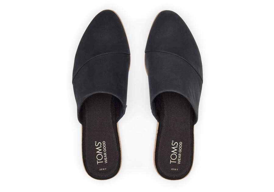 Jade Black Leather Slip On Flat Top View Opens in a modal