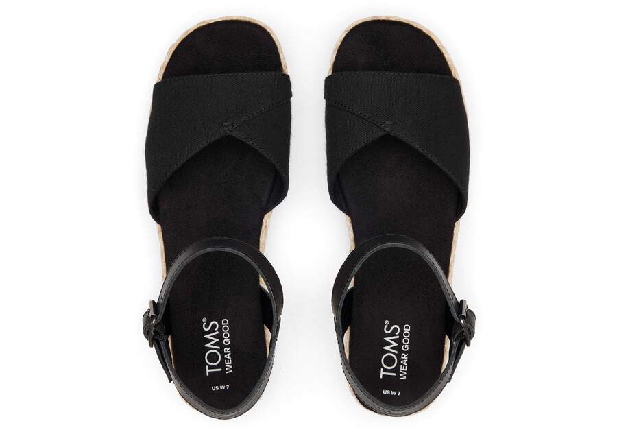 Abby Black Flatform Espadrille Sandal Top View Opens in a modal