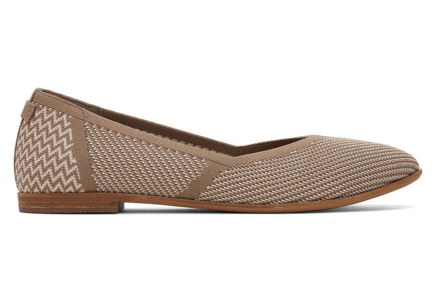 Jutti Neat Taupe Knit Flat Side View Opens in a modal