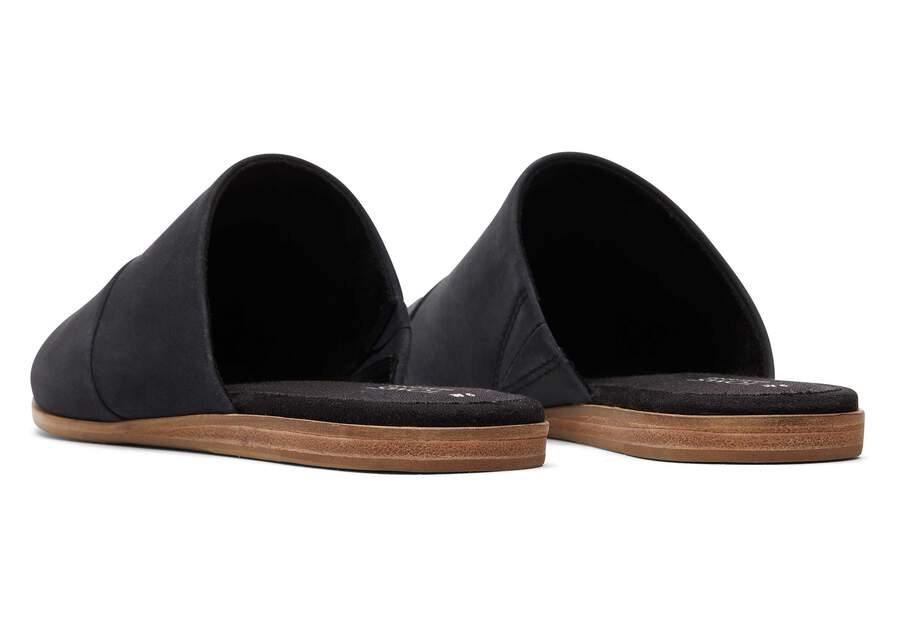 Jade Black Leather Slip On Flat Back View Opens in a modal