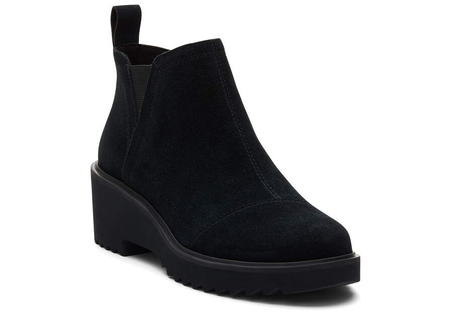 Maude Black Suede Wedge Boot Additional View 1 Opens in a modal