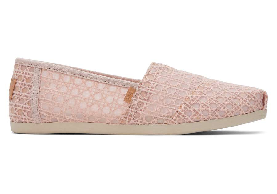 Alpargata Ballet Pink Basket Weave Lace Side View Opens in a modal