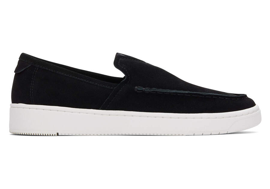 TRVL LITE Black Suede Loafer Side View Opens in a modal