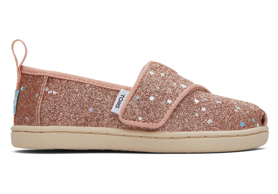 Alpargata Rose Gold Cosmic Glitter Toddler Shoe Side View Opens in a modal