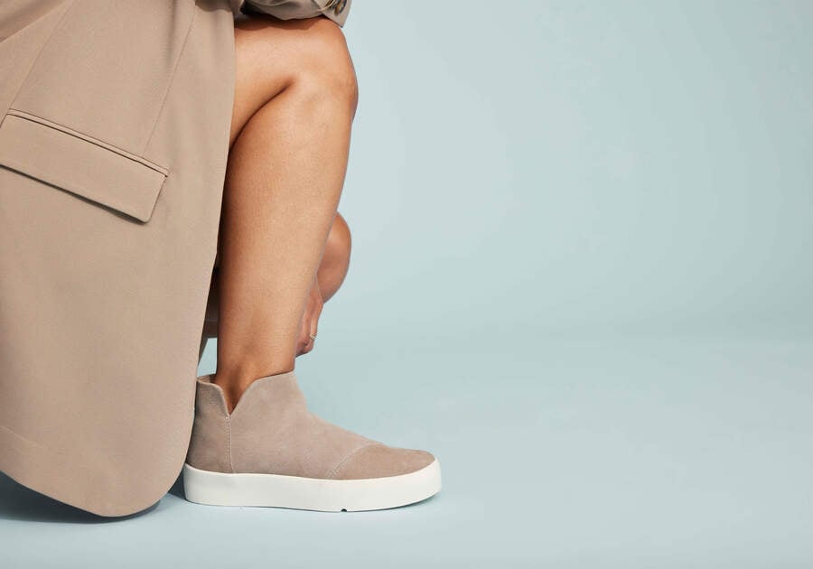 Verona Mid Taupe Suede Platform Sneaker Additional View 1 Opens in a modal
