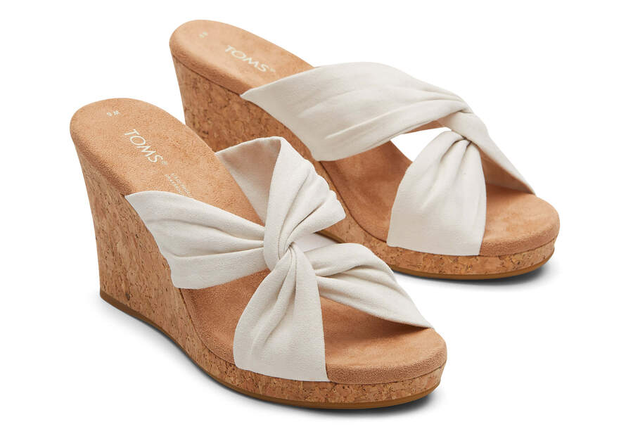 Serena White Cork Wedge Sandal Front View Opens in a modal