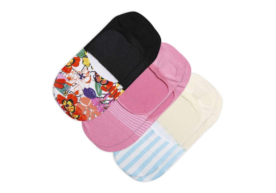 Classic No Show Floral Summer Socks 3 Pack Front View Opens in a modal