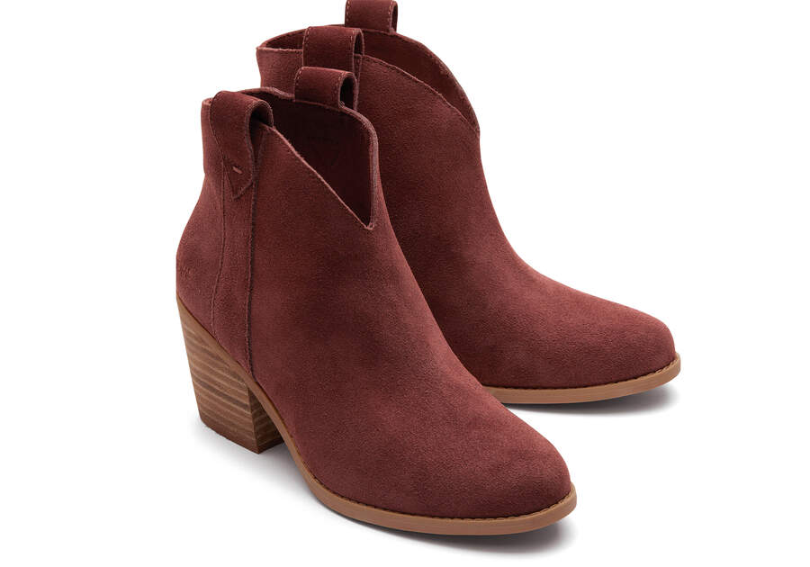 Constance Chestnut Suede Heeled Boot Front View Opens in a modal