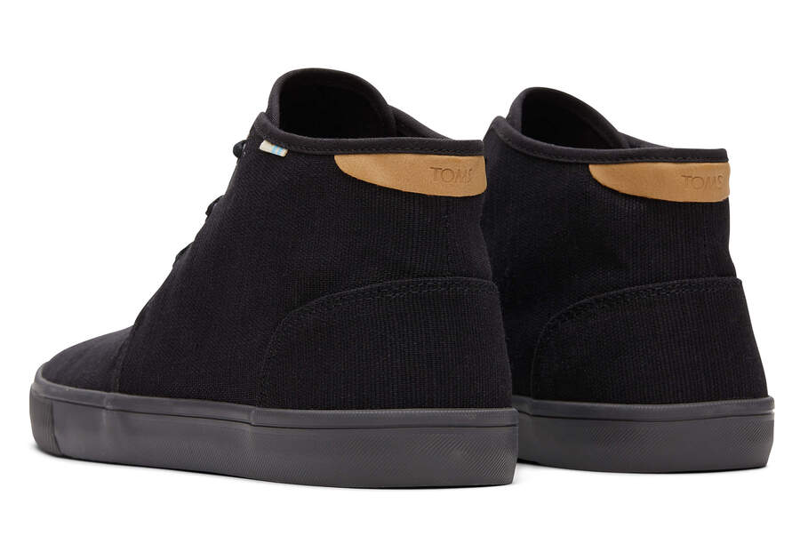 Carlo Mid All Black Heritage Canvas Lace-Up Sneaker Back View Opens in a modal