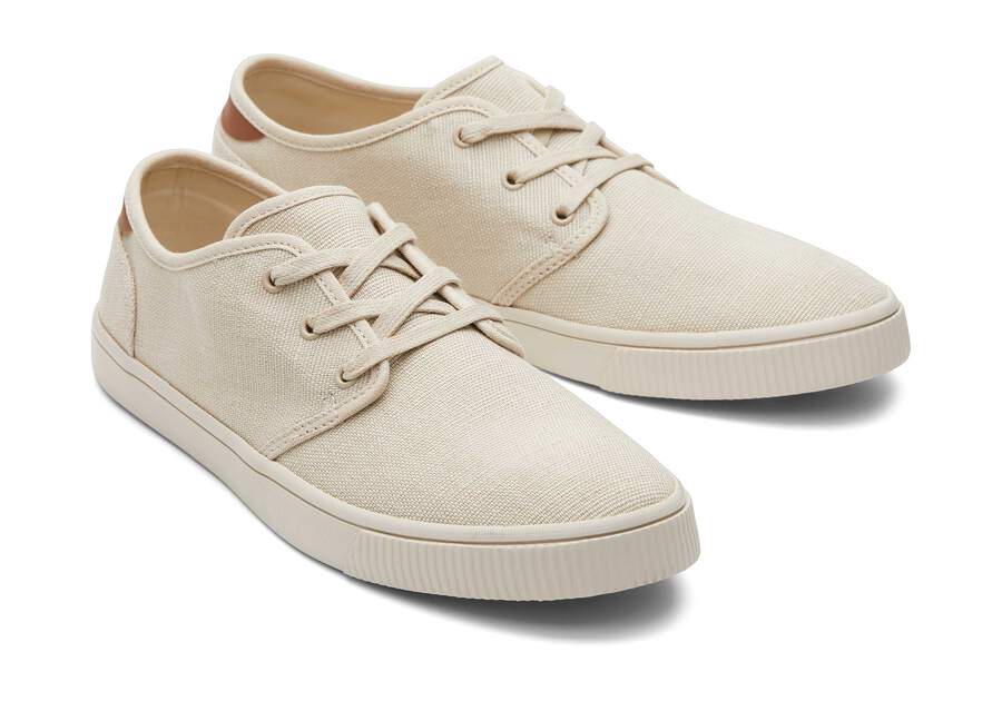 Carlo Cream Heritage Canvas Lace-Up Sneaker Front View Opens in a modal